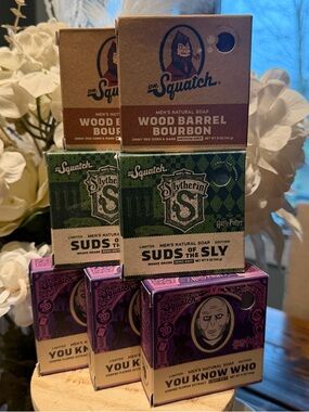 Dr. Squatch Men's 5 Limited Edition Harry Potter Soaps and 2 Barrel Bourbon soap
